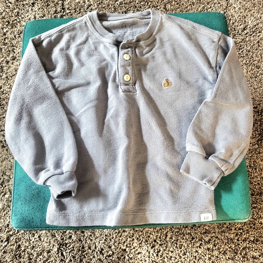Baby Gap Light Gray Henley Long Sleeve Shirt Toddler Size 4 Years